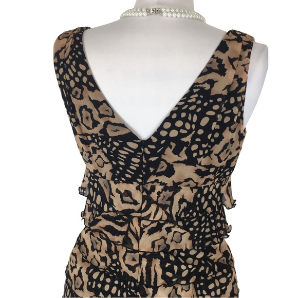 Jones New York Animal Print Ruffle Pleat Sleeveless Sheath Midi Dress size 10 - Picture 8 of 12